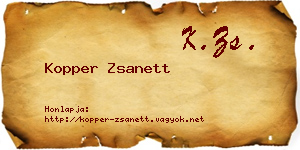 Kopper Zsanett névjegykártya
